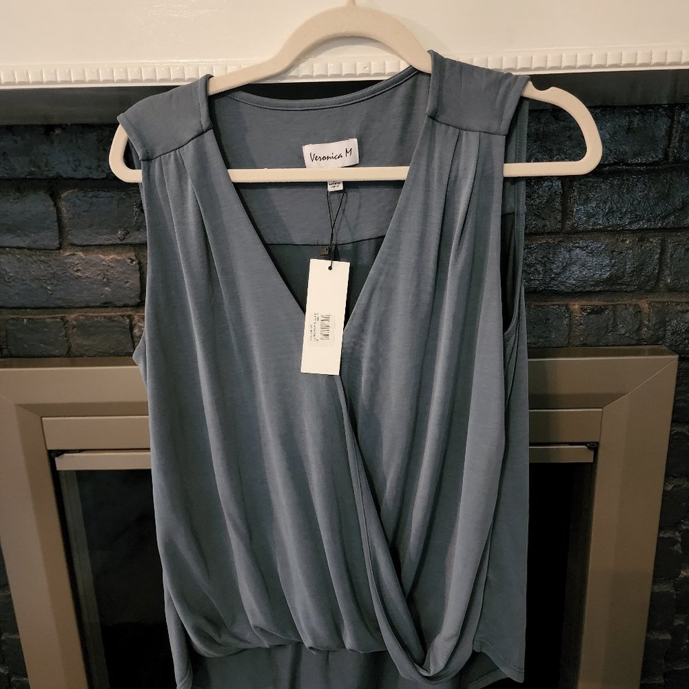 New Sleeveless Surplice Top